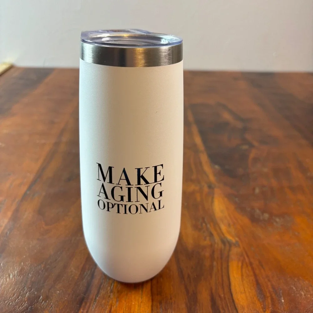 Restor Medical Spa 14oz Insulated Champagne Flute Tumbler White Matte Lid 724585